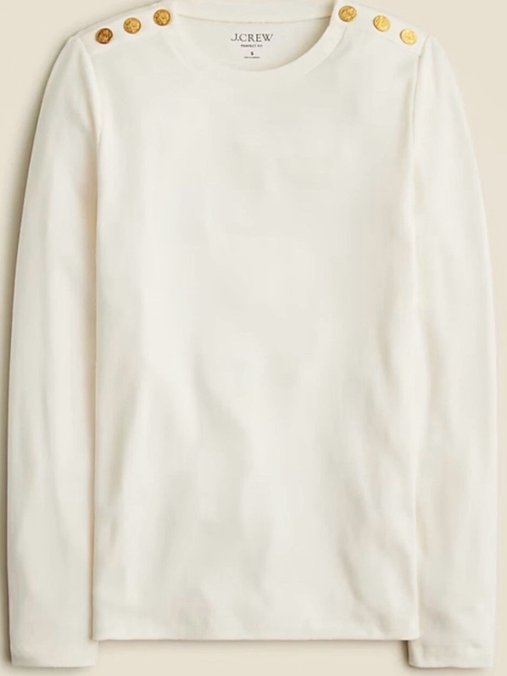 J.Crew Perfect-Fit Long-Sleeve Crewneck T-shirt with Buttons - Size XS